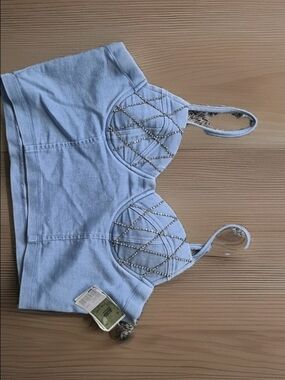 Light Blue Embellished Bralette Top XL
